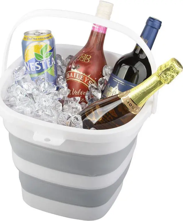Alt view image 6 of 7 - 3 Pack Collapsible Bucket with Large 2.6 Gallon (10L) Each, Portable Plastic Bucket for House Cleaning, Foldable Tub for Mop, Car, Garden or Camping, Space Saving Fishing Water Pail