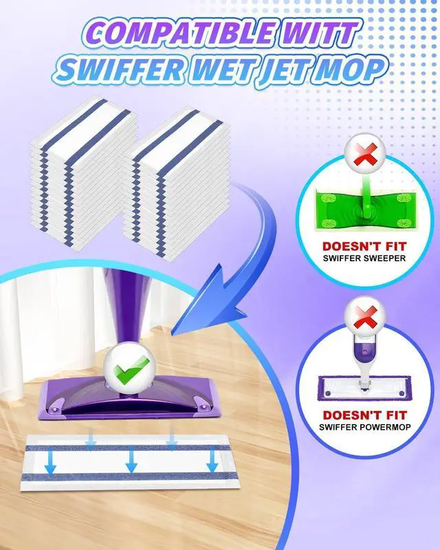 Alt view image 2 of 7 - Disposable Mop Pad Refills Compatible with Swiffer Wet Jet Mop, Mopping Pad Refill Fit for Swiffer Wetjet Mop, 30 Count Multi-Layer Floor Mop Pads for Multi Surface Floor