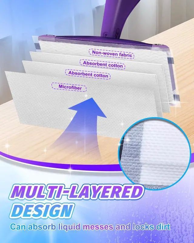 Alt view image 4 of 7 - Disposable Mop Pad Refills Compatible with Swiffer Wet Jet Mop, Mopping Pad Refill Fit for Swiffer Wetjet Mop, 30 Count Multi-Layer Floor Mop Pads for Multi Surface Floor