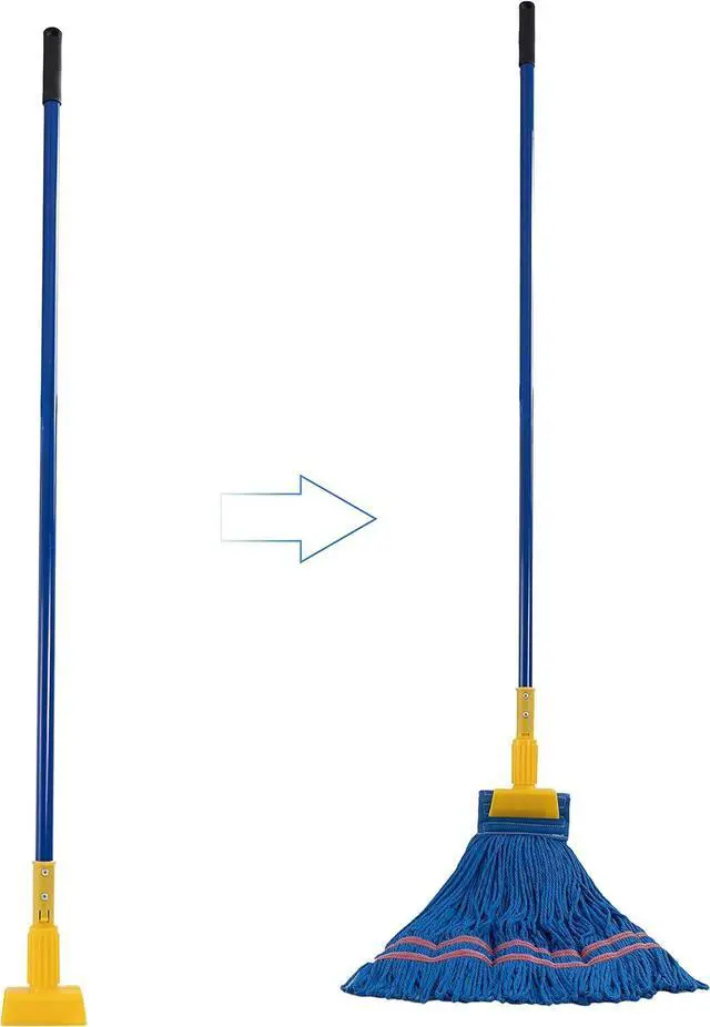 Alt view image 2 of 7 - Matthew Cleaning Commercial Quick-Change Iron Mop Handle for Floor Cleaning Heavy Duty Mop Stick Replacement 60inch Jaw Clamp-Style Wet Mop Handle 6 Packs