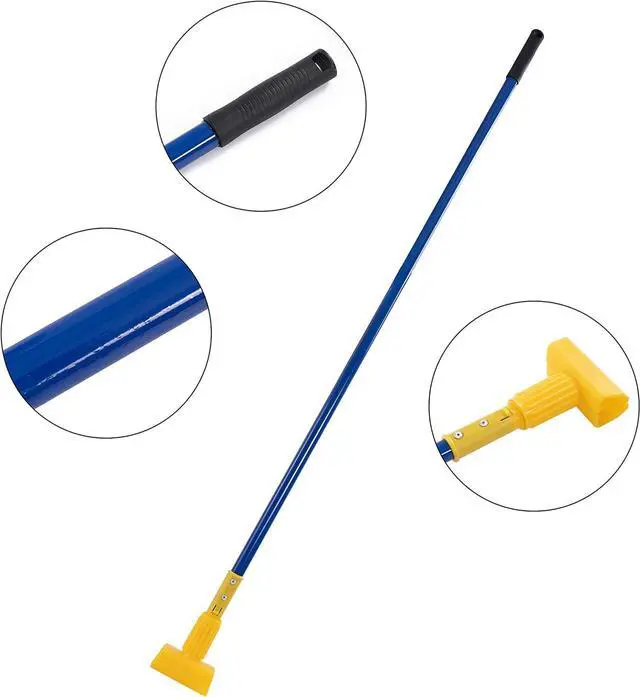 Alt view image 4 of 7 - Matthew Cleaning Commercial Quick-Change Iron Mop Handle for Floor Cleaning Heavy Duty Mop Stick Replacement 60inch Jaw Clamp-Style Wet Mop Handle 6 Packs