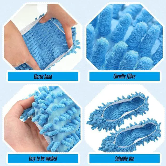Alt view image 2 of 7 - CHENGU Mop Slippers Cover for Floor Microfiber Cleaning House Dust Mop Socks Soft Washable Reusable Foot Socks Floor Dirt Hair Cleaner for Bathroom Office Kitchen House(5 Colors, 20 Pcs)