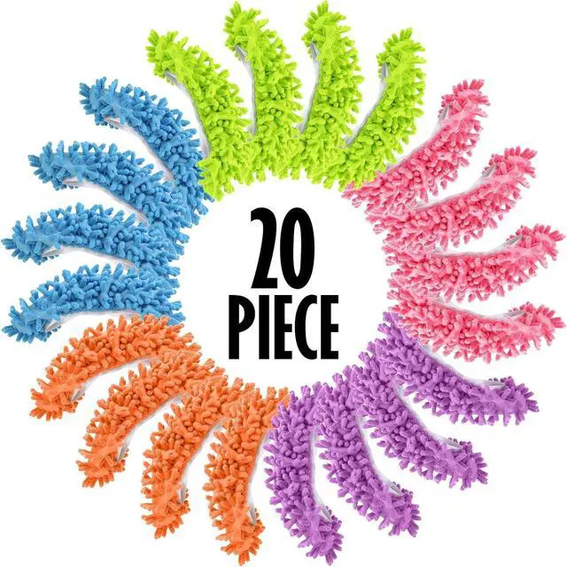 Alt view image 4 of 7 - CHENGU Mop Slippers Cover for Floor Microfiber Cleaning House Dust Mop Socks Soft Washable Reusable Foot Socks Floor Dirt Hair Cleaner for Bathroom Office Kitchen House(5 Colors, 20 Pcs)