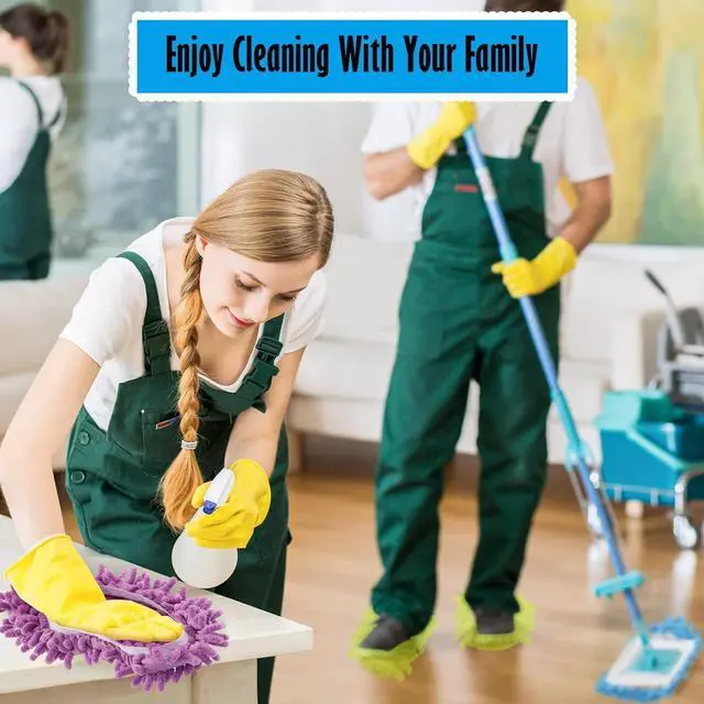 Alt view image 5 of 7 - CHENGU Mop Slippers Cover for Floor Microfiber Cleaning House Dust Mop Socks Soft Washable Reusable Foot Socks Floor Dirt Hair Cleaner for Bathroom Office Kitchen House(5 Colors, 20 Pcs)