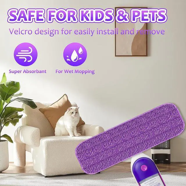 Alt view image 4 of 6 - 6-Pack Reusable Thicken & Absorbent Refill Pads Compatible for Swiffer PowerMop, Power Mop Pads Refill Replacement Pads for Power Mop, Machine Washable Perfectly Fits for All Floor Types