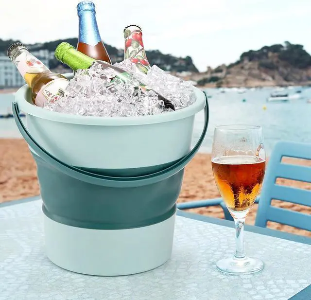 Alt view image 4 of 7 - 3 Pack Collapsible Plastic Bucket, 2.6 Gallon/10L Foldable Round Tub with Handle, Folding Portable Fishing Water Pail, Space Saving Outdoor Waterpot for Garden Camping Car Mop Cleaning Beach