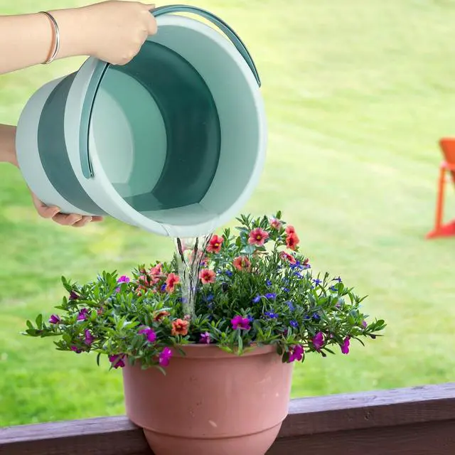 Alt view image 5 of 7 - 3 Pack Collapsible Plastic Bucket, 2.6 Gallon/10L Foldable Round Tub with Handle, Folding Portable Fishing Water Pail, Space Saving Outdoor Waterpot for Garden Camping Car Mop Cleaning Beach