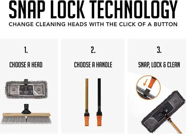 Alt view image 6 of 7 - SWOPT Premium Multi-Surface Angle Broom, Cotton Mop + 48 & 60" EVA Foam Comfort Grip Wooden Handles, Combo  Cleaning Heads with Long Handles Interchangeable with All SWOPT Cleaning Products