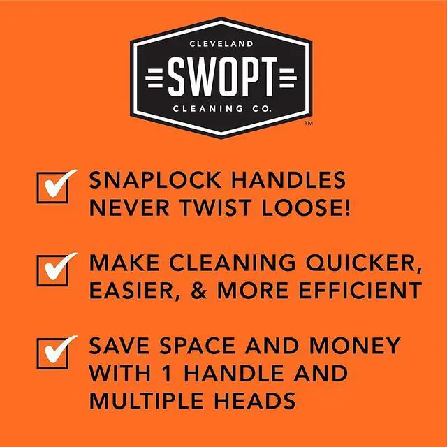 Alt view image 5 of 7 - SWOPT Premium Multi-Surface Angle Broom, Cotton Mop + 48 & 60" EVA Foam Comfort Grip Wooden Handles, Combo  Cleaning Heads with Long Handles Interchangeable with All SWOPT Cleaning Products
