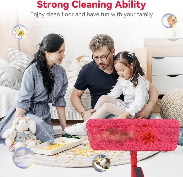 Alt view image 7 of 7 - 16.5 inch Microfiber Mop Pads for Rubbermaid Reveal Spray Mop and Any 16.5" Flat Mop - 10 Pack 13''-15'' Spray Mop Pad Reusable Washable Replacement Refills - Red & Grey