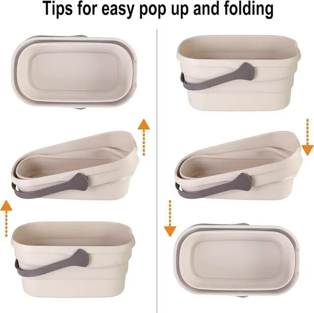 Alt view image 6 of 7 - Eyliden Collapsible Bucket, Bucket for Cleaning Mop, 10L(2.6Gallon) Multiuse Foldable Water Pail, Portable Handy Basket for Cleaning Mop, Camping, Tailgating and More