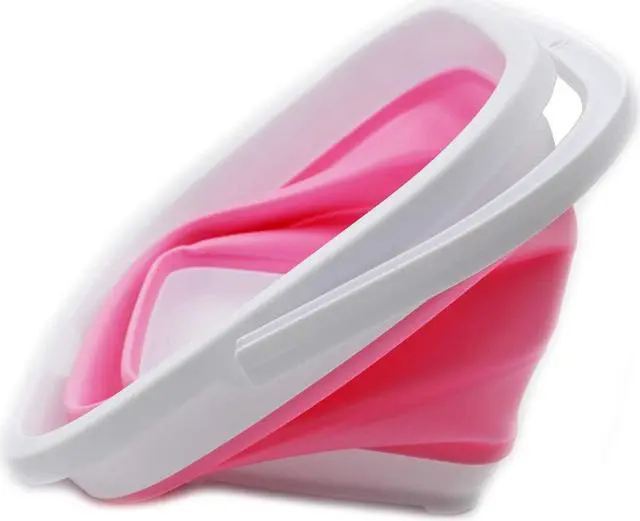 Alt view image 3 of 7 - SAMMART 10L (2.6 gallon) Collapsible Rectangular Handy Bucket (White/Pink (Set of 2))