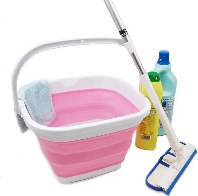 Alt view image 4 of 7 - SAMMART 10L (2.6 gallon) Collapsible Rectangular Handy Bucket (White/Pink (Set of 2))