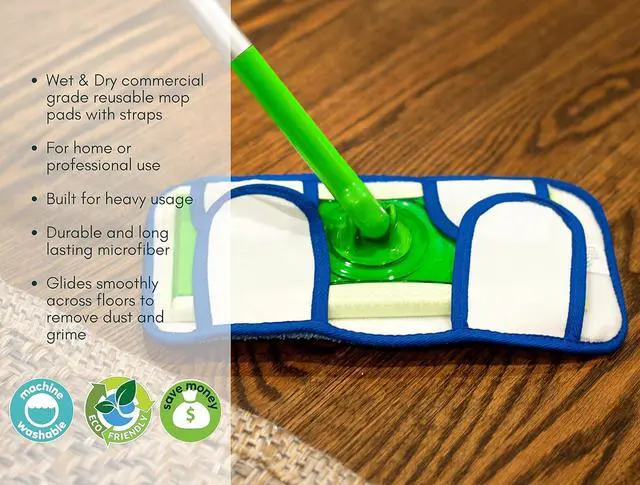 Alt view image 2 of 6 - 18" Microfiber Mop Pads with Straps 3-Pack (X-Large)