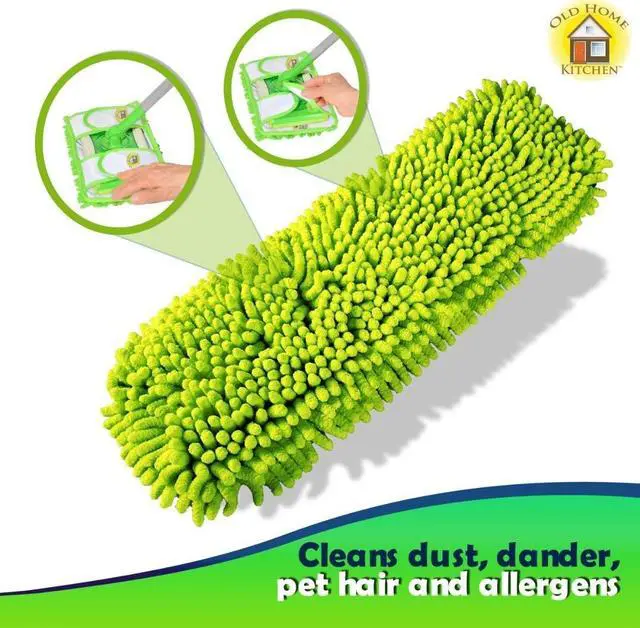 Alt view image 6 of 7 - Reusable Chenille Mop Pads | Washable Microfiber Pads for Standard Mop Heads | Swiffer-Compatible Dry Mops for Dust, Pet Hair, and Spills | Replacement Set of 2