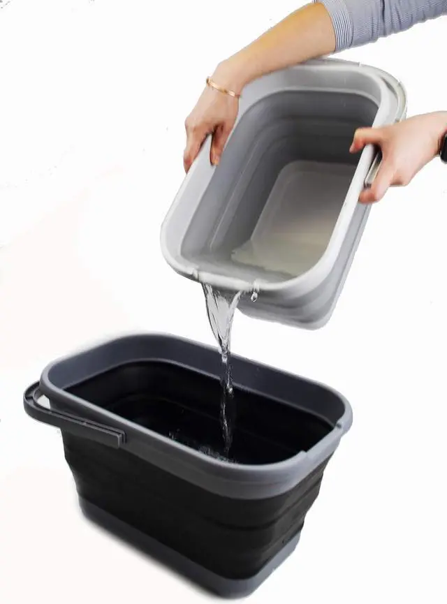 Alt view image 6 of 7 - SAMMART 12L (3.17 Gallon) Collapsible Rectangular Handy Bucket (1, Grey/Black)