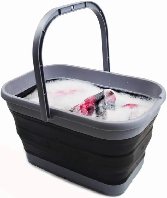 Alt view image 7 of 7 - SAMMART 12L (3.17 Gallon) Collapsible Rectangular Handy Bucket (1, Grey/Black)