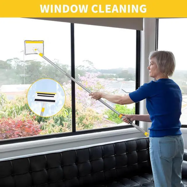 Alt view image 5 of 6 - KeFanta Baseboard Cleaner Tool with Handle,55" Extendable Long Handle Wall Cleaner Mop with 4 Reusable Pads,Duster for Cleaning Window Floor Skirting Board Ceiling Bathtub Tub Tile