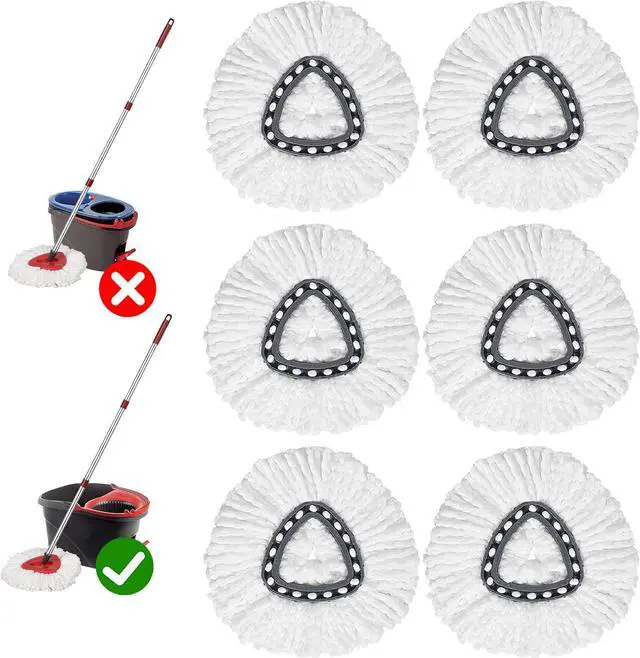 Main image of Mop Replace Head Compatible with Ocedar, Mop Refill Compatible with O-Ceda EasyWrin Spin Mop Head Replacement 1-Tank System Only, 6 Refills