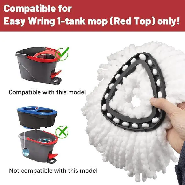 Alt view image 2 of 6 - Mop Replace Head Compatible with Ocedar, Mop Refill Compatible with O-Ceda EasyWrin Spin Mop Head Replacement 1-Tank System Only, 6 Refills