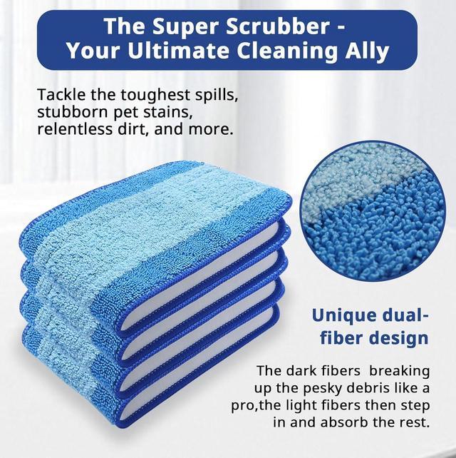 Alt view image 3 of 7 - 6pack Hardwood Floor Cleaner Pads Compatible with Bona Mop Washable Reusable Microfiber Cleaning Pad Replacement Multi-Surfacecleaner Refill 2 Deep Cleaning Pad+2 Microfiber Cleaning Pad+2 Dusting Pad
