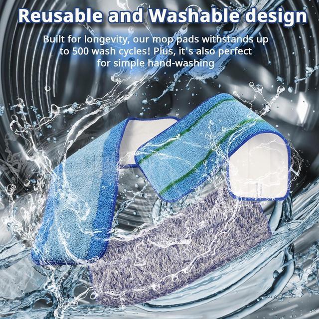 Alt view image 6 of 7 - 6pack Hardwood Floor Cleaner Pads Compatible with Bona Mop Washable Reusable Microfiber Cleaning Pad Replacement Multi-Surfacecleaner Refill 2 Deep Cleaning Pad+2 Microfiber Cleaning Pad+2 Dusting Pad