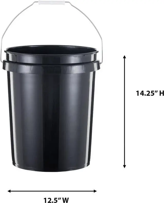 Alt view image 2 of 4 - United Solutions 5 Gallon Bucket Heavy Duty Plastic Bucket Comfortable Handle Easy to Clean Perfect for on The Job Home Improvement or Household Cleaning; Black , 3 Count