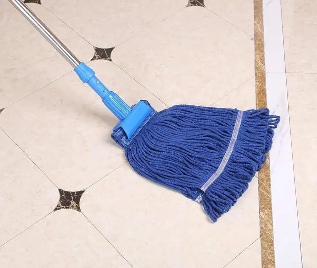 Alt view image 3 of 4 - Cotton Yarn Mop Set Commercial-Grade Heavy Duty String Mop 24 oz Head with Stainless Steel Extension Handle(Blue)