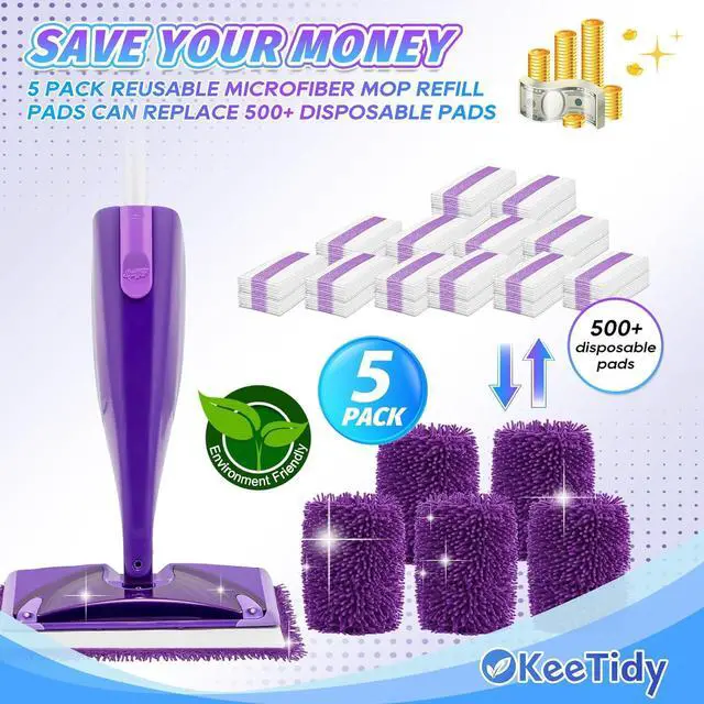 Alt view image 6 of 7 - Wet Pads Refill for Swiffer - WetJet Hardwood Floor Cleaner Spray Mop Pad Refill Reusable Microfiber Wet Jet Pads (5 Pack)