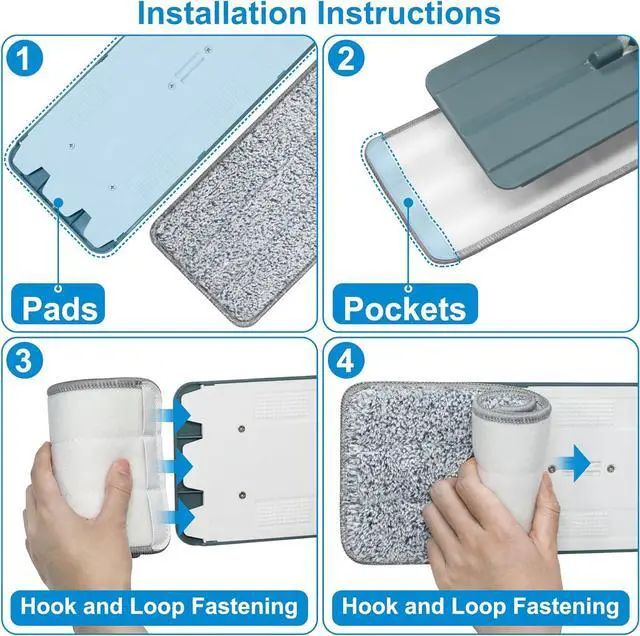 Alt view image 4 of 7 - Aifacay Microfiber Mop Head Replacements for Flat Floor Mop and Bucket Set, 13 Inch Reusable Microfiber Mop Pad Refills for Floor Cleaning Hard Wood Floor Microfiber Cleaning Pads - 6 Pack