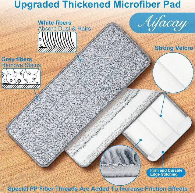 Alt view image 5 of 7 - Aifacay Microfiber Mop Head Replacements for Flat Floor Mop and Bucket Set, 13 Inch Reusable Microfiber Mop Pad Refills for Floor Cleaning Hard Wood Floor Microfiber Cleaning Pads - 6 Pack