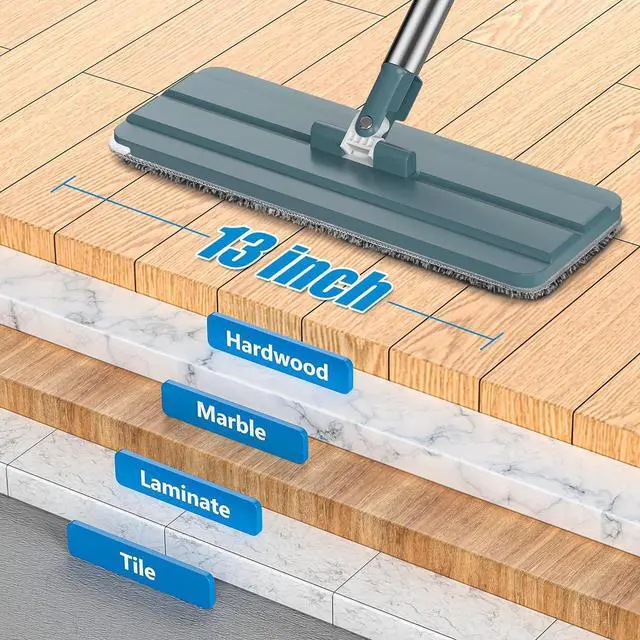 Alt view image 7 of 7 - Aifacay Microfiber Mop Head Replacements for Flat Floor Mop and Bucket Set, 13 Inch Reusable Microfiber Mop Pad Refills for Floor Cleaning Hard Wood Floor Microfiber Cleaning Pads - 6 Pack