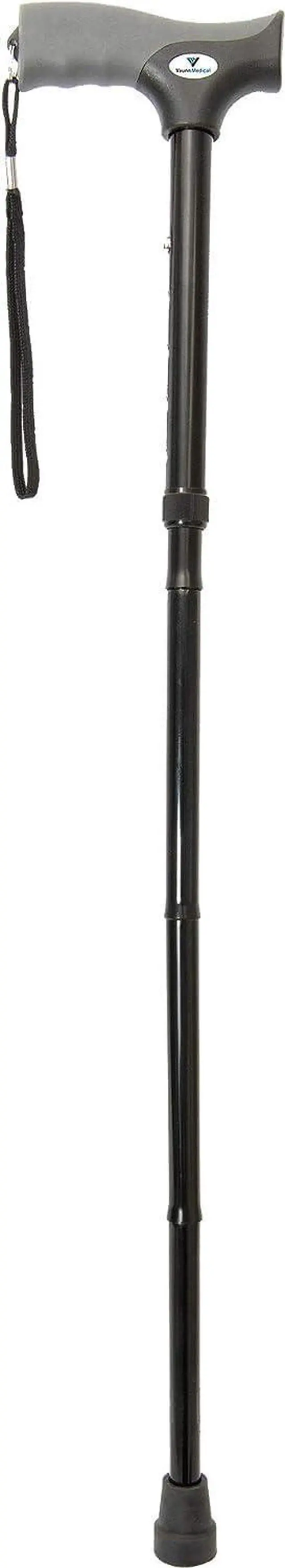 Alt view image 6 of 6 - Vaunn Medical Easy Grip Height Adjustable Folding Cane/Walking Stick with Strap/Pouch- Compact, Portable, and Safe Walking Assistant- Non-Slip Grip Handle- Men, Women, Elderly, Disabled, Pregnant