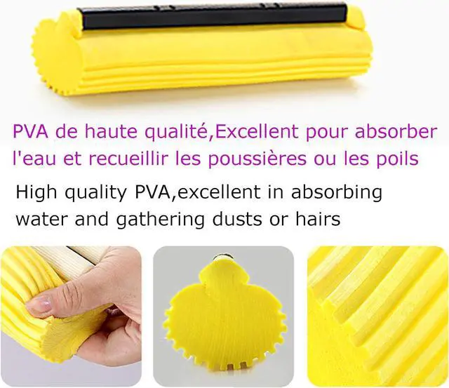 Alt view image 3 of 5 - Sponge Roller Mop Head Refills,Pack of 3 Absorbent Sponge Pads Replacement,27cm(10.6")-grey