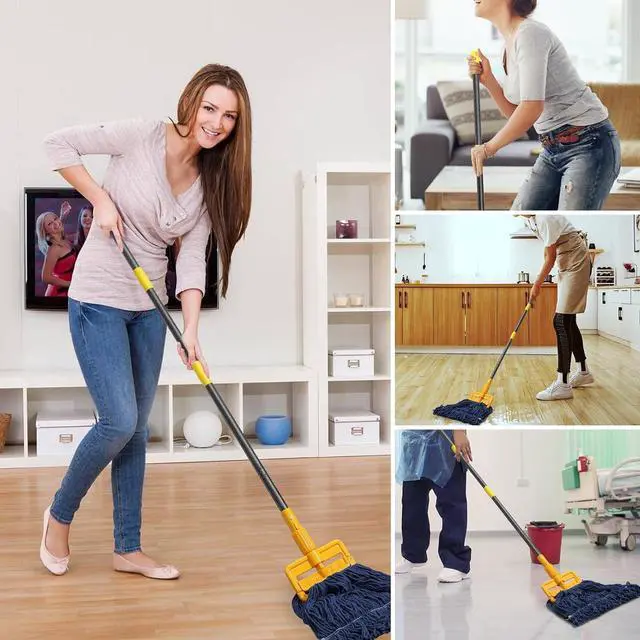 Alt view image 7 of 7 - Mop Handle Commercial Heavy Duty, 60 inch Metal Commercial Mop Stick,Side Gate Mop Head Replacement Holder for Floor Cleaning,Clamp Mop Handles Quick Change for Wet Mop (2)