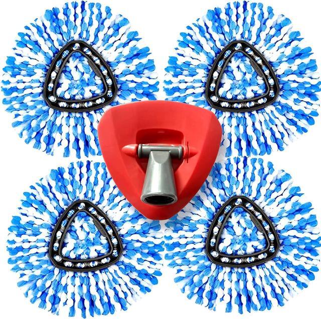 Main image of RinseClean Spin Mop Replacement Head,4 Pack Spin Mop Refills nclude 1 Rotating Mop Base Compatible with RinseClean Dual SystemTriangle Mops for Floor Cleaning Head ReplaceBlue Barrel(2-Tank System)
