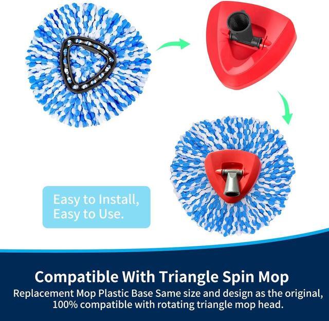 Alt view image 4 of 7 - RinseClean Spin Mop Replacement Head,4 Pack Spin Mop Refills nclude 1 Rotating Mop Base Compatible with RinseClean Dual SystemTriangle Mops for Floor Cleaning Head ReplaceBlue Barrel(2-Tank System)