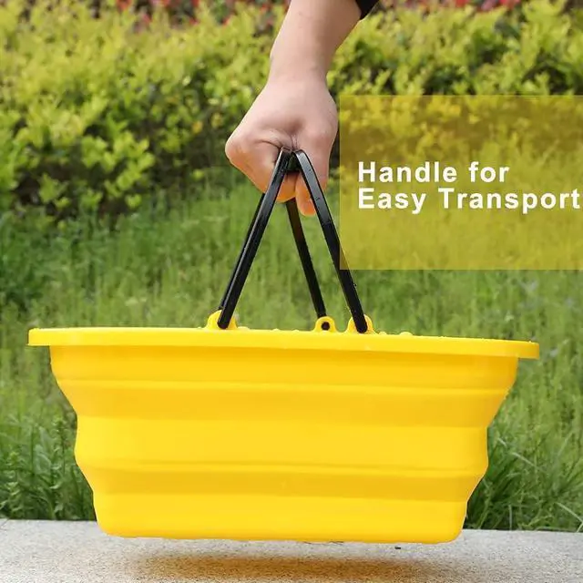 Alt view image 3 of 7 - Collapsible Compact Bucket with Handle 10L(2.6 Gallon) Portable Water Bucket,Outdoor Multiuse Foldable Water Pail for Car Window Cleaning, Camping, Washing Dishes, Picnic, Fishing