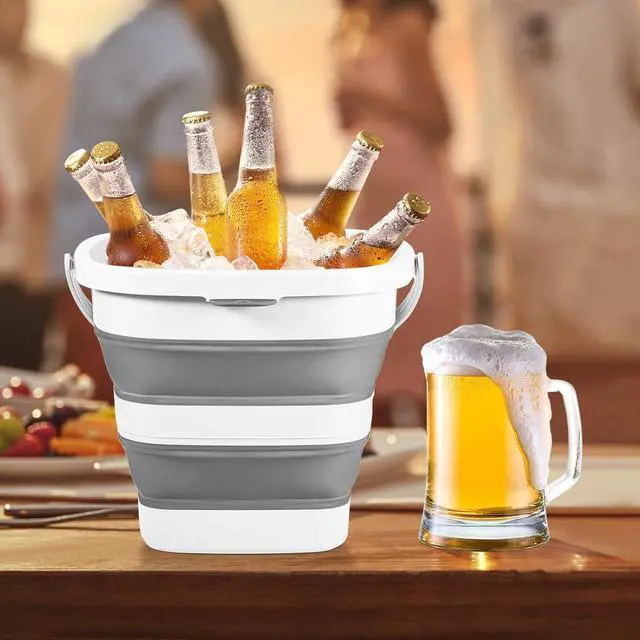 Alt view image 6 of 7 - 2 Pack 2.6 Gallon(10L) Collapsible Plastic Buckets with Handle Compact Cleaning Square Storage Bucket Portable Water Tub Outdoor Water Pail for Garden Hiking Fishing Camping (White)