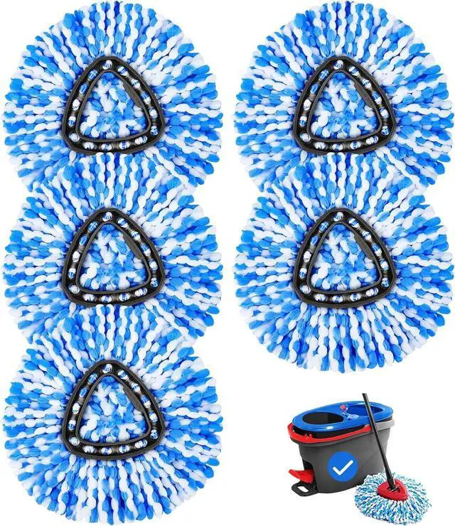 Main image of Mop Heads Replacements for Rinse 2 Tank System Spin Mop Replace Microfiber Refills Pads for Floor Cleaning, Easy to Replace, 5 Pack