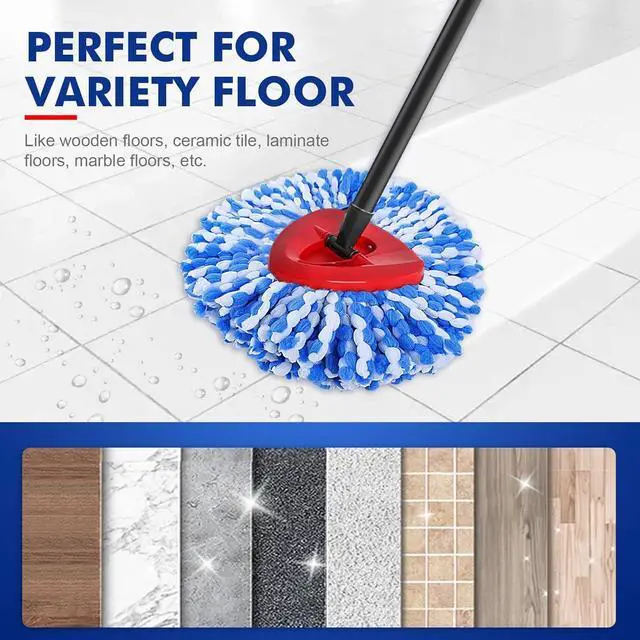 Alt view image 5 of 5 - Mop Heads Replacements for Rinse 2 Tank System Spin Mop Replace Microfiber Refills Pads for Floor Cleaning, Easy to Replace, 5 Pack