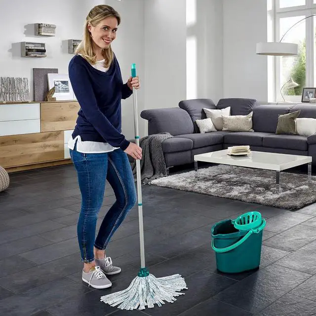 Alt view image 2 of 7 - Leifheit, Blue Classic Mop and Bucket Set, Green, White