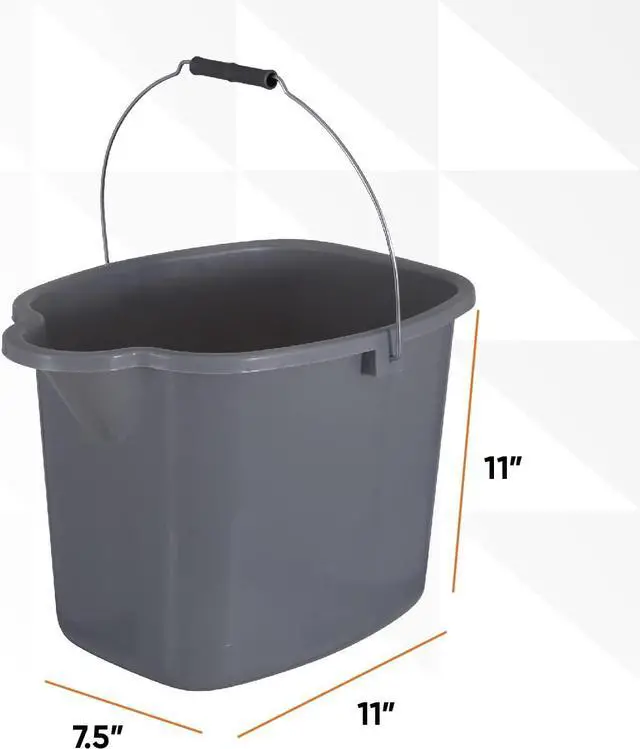 Alt view image 3 of 7 - Superio Plastic Bucket with Grip Handle, 16 Liter Large Spout Cleaning Pail Grey, Heavy Duty Bucket Home Floor Mopping, Bath, Car Wash, Bowls for Camping, Fishing, 2 Pack