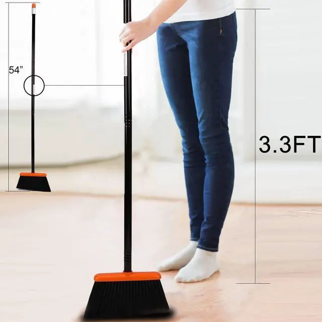 Alt view image 3 of 7 - TreeLen Broom and Dustpan Set with 52" Long Handle for Home Kitchen Room Office Lobby Floor Use Upright Stand Up Stand Up Broom with Dustpan Combo