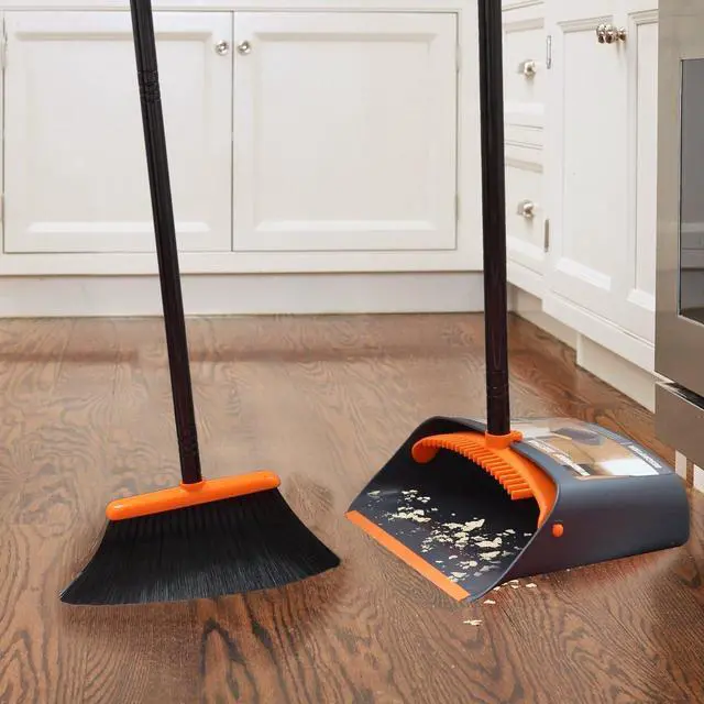 Alt view image 4 of 7 - TreeLen Broom and Dustpan Set with 52" Long Handle for Home Kitchen Room Office Lobby Floor Use Upright Stand Up Stand Up Broom with Dustpan Combo