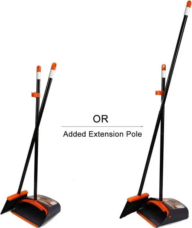 Alt view image 5 of 7 - TreeLen Broom and Dustpan Set with 52" Long Handle for Home Kitchen Room Office Lobby Floor Use Upright Stand Up Stand Up Broom with Dustpan Combo