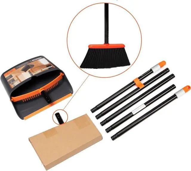 Alt view image 7 of 7 - TreeLen Broom and Dustpan Set with 52" Long Handle for Home Kitchen Room Office Lobby Floor Use Upright Stand Up Stand Up Broom with Dustpan Combo