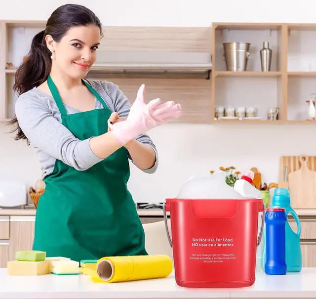 Alt view image 7 of 7 - Yaomiao 4 Pcs Cleaning Bucket 3 Quart Small Sanitizing Square Bucket Detergent Pail with Measurements Spout and Handle for Home Commercial Use Restaurant Kitchen Office School (Red)