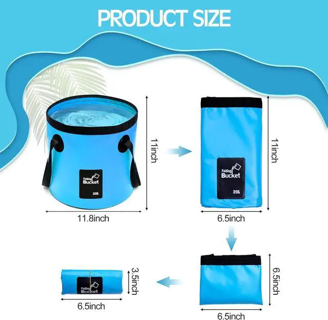 Alt view image 2 of 7 - 3 Pcs 5 Gallon Bucket Collapsible Foldable Bucket with Handle for Camping Fishing Hiking to Hold Water Folding Container Carry Bag Multiple Use Portable Fold up Lightweight