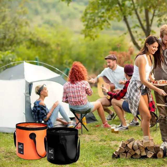 Alt view image 3 of 7 - 3 Pcs 5 Gallon Bucket Collapsible Foldable Bucket with Handle for Camping Fishing Hiking to Hold Water Folding Container Carry Bag Multiple Use Portable Fold up Lightweight